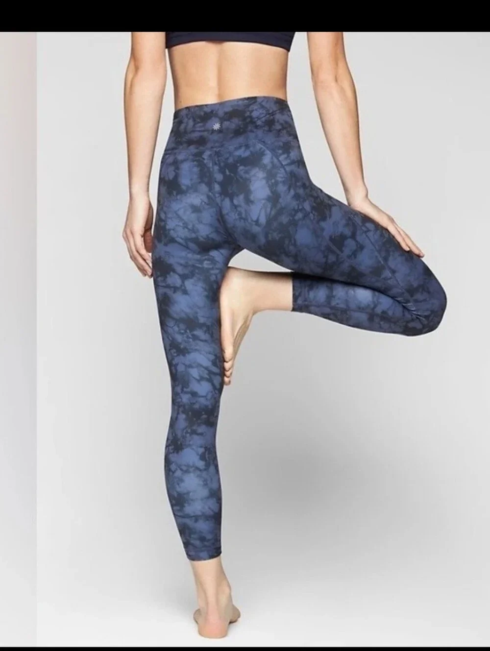 Athleta Salutation Stash 7/8 Leggings Navy Blue High Rise Size S
